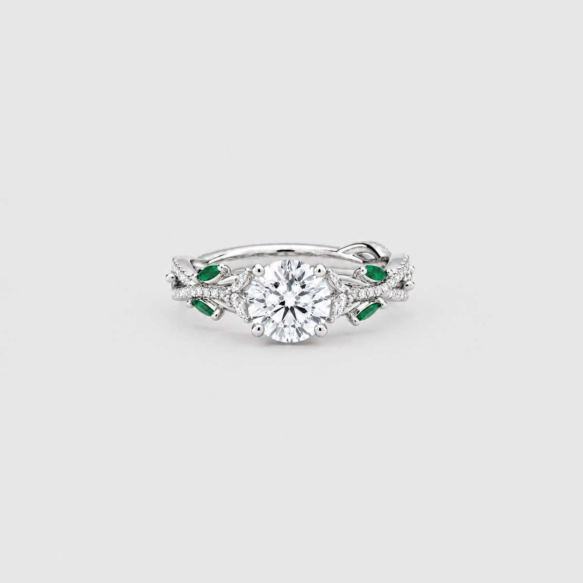 2.80 Ct. Lab-Grown Diamond & Natural Emerald Ring (VS-EF)