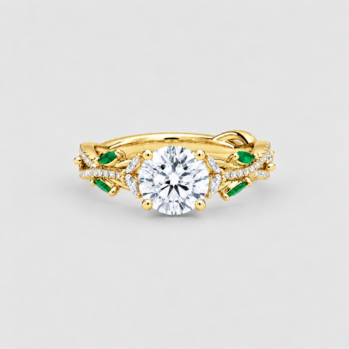 2.80 Ct. Lab-Grown Diamond & Natural Emerald Ring (VS-EF)