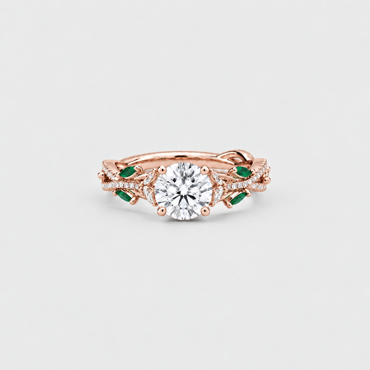 2.80 Ct. Lab-Grown Diamond & Natural Emerald Ring (VS-EF)