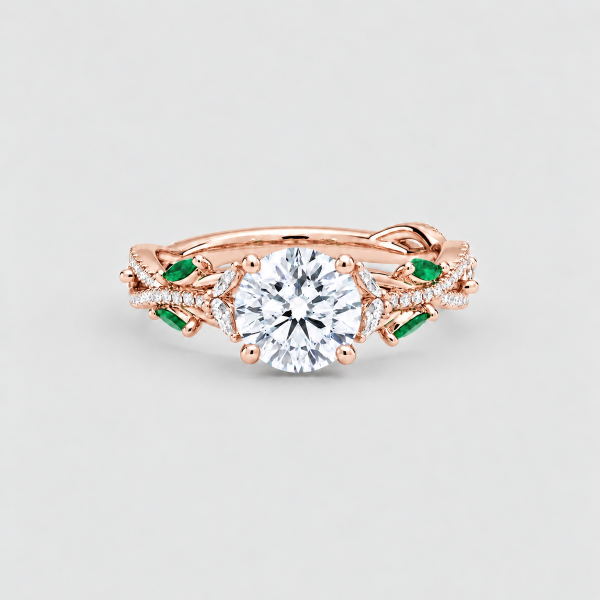 2.80 Ct. Lab-Grown Diamond & Natural Emerald Ring (VS-EF)