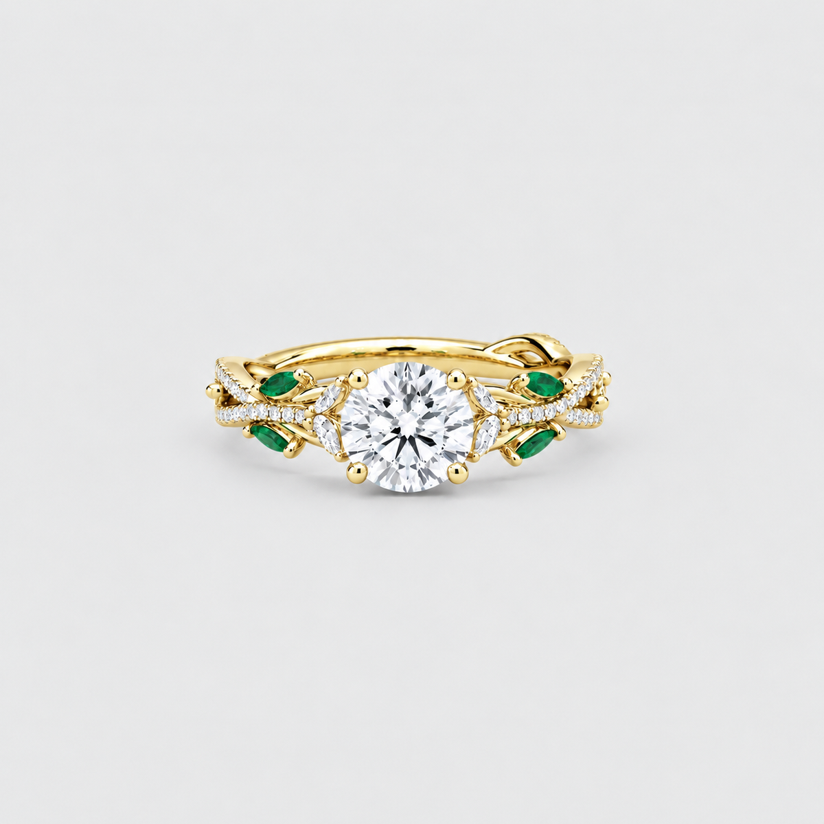 2.80 Ct. Lab-Grown Diamond & Natural Emerald Ring (VS-EF)