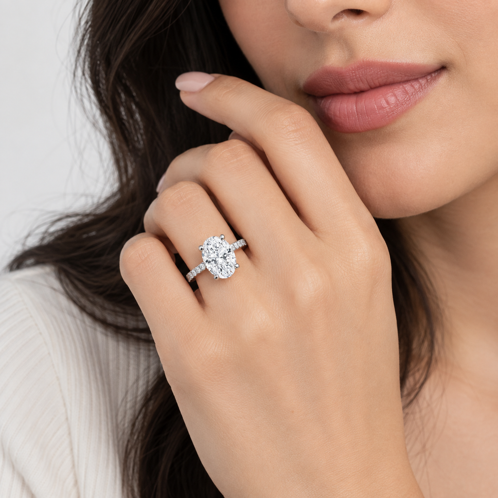 2.30 Ct. Lab-Grown Diamond Ring Hidden Halo Oval-Cut (VS-EF)