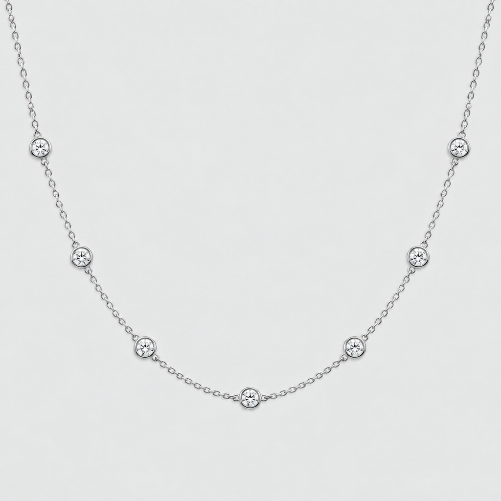 Lab Grown Diamond Station Necklace Round Cut 0.70 Ct. (EF/VVS-VS)