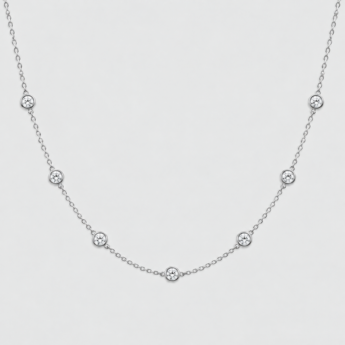 Lab Grown Diamond Station Necklace Round Cut 0.70 Ct. (EF/VVS-VS)