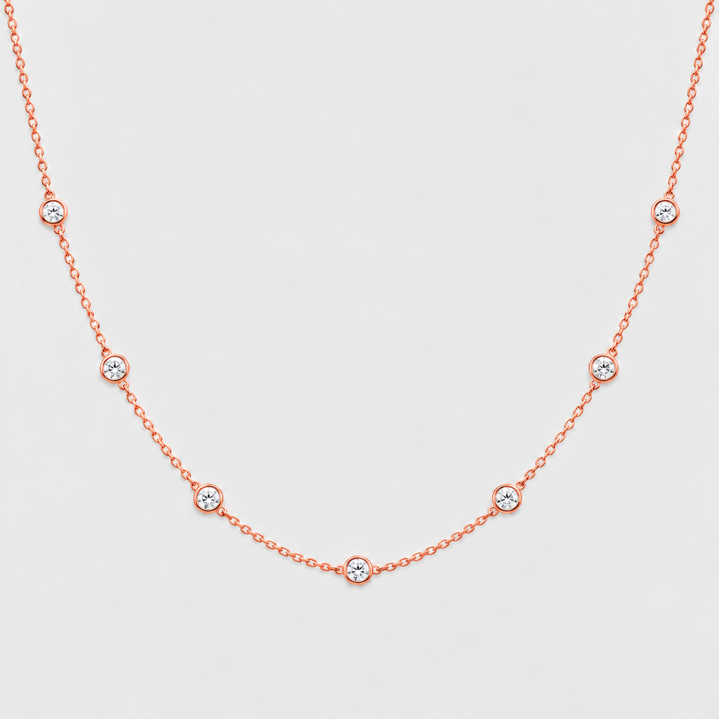 Lab Grown Diamond Station Necklace Round Cut 0.70 Ct. (EF/VVS-VS)