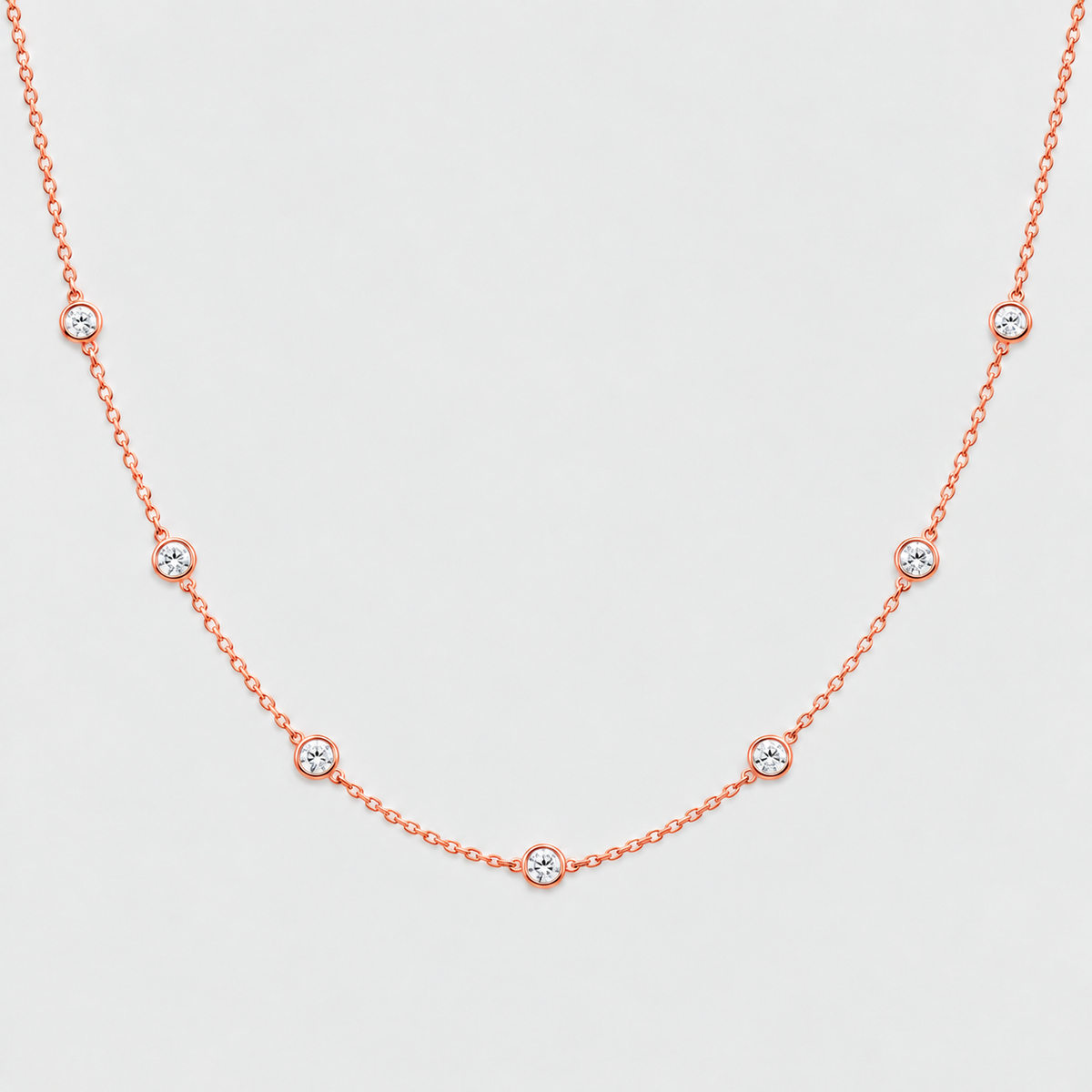 Lab Grown Diamond Station Necklace Round Cut 0.70 Ct. (EF/VVS-VS)