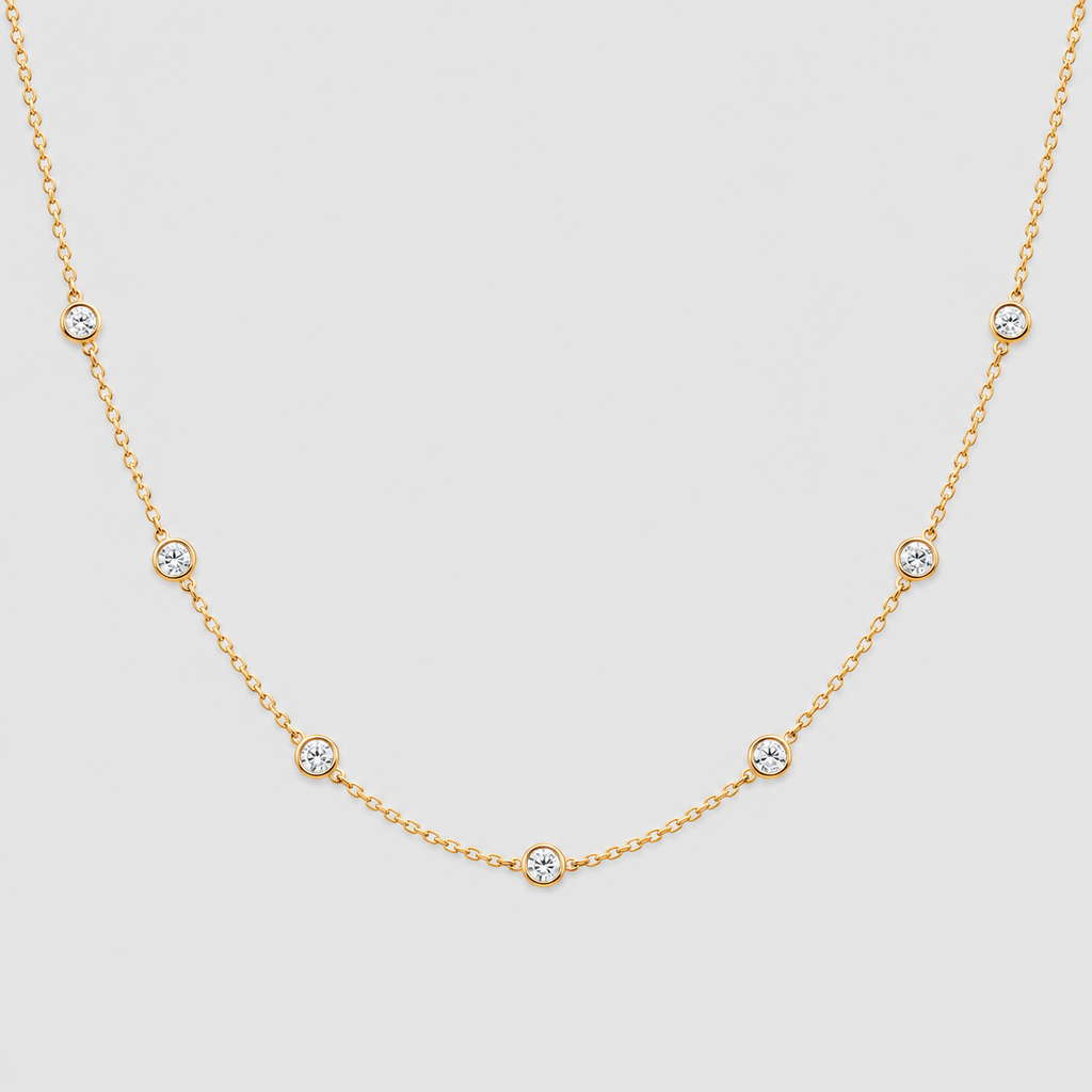Lab Grown Diamond Station Necklace Round Cut 0.70 Ct. (EF/VVS-VS)