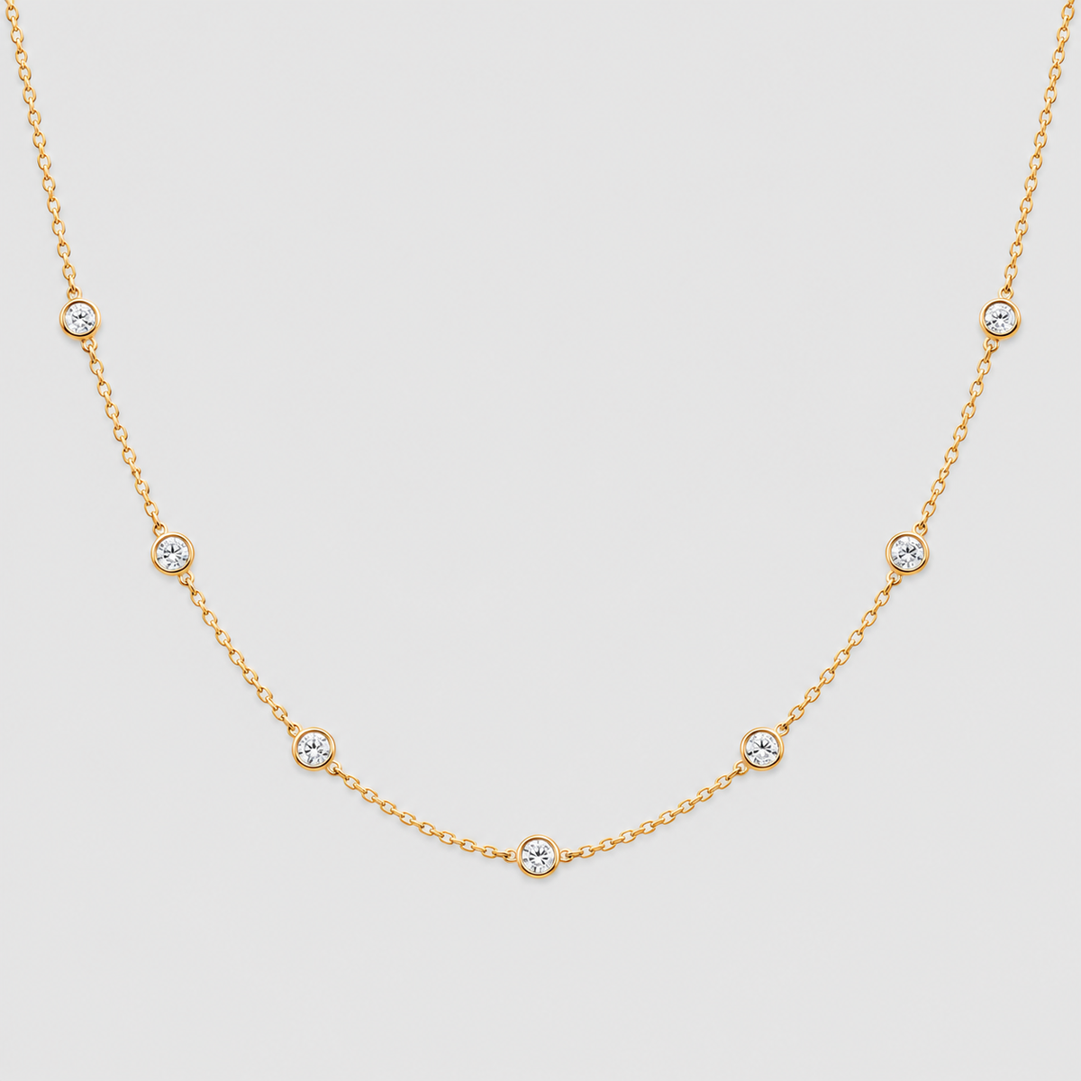 Lab Grown Diamond Station Necklace Round Cut 0.70 Ct. (EF/VVS-VS)