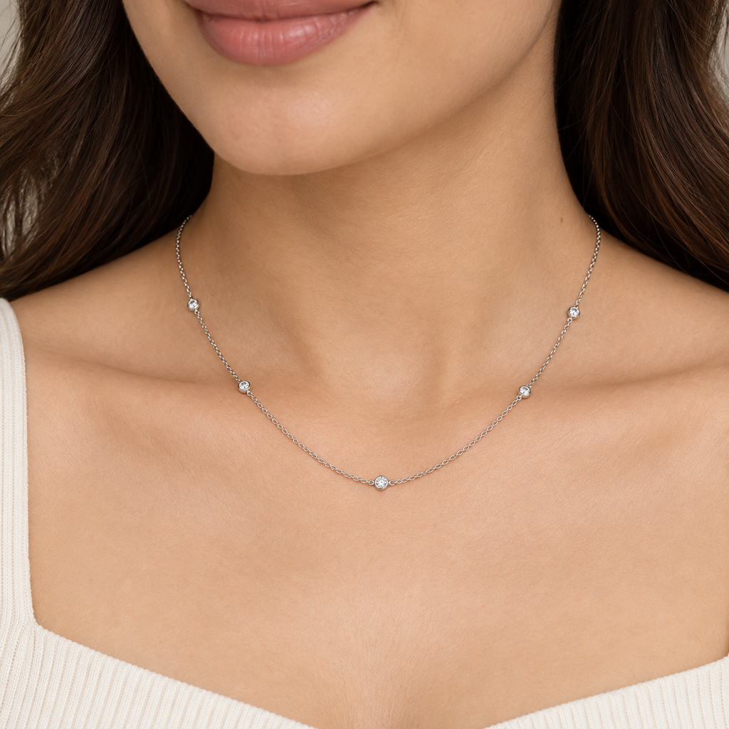 Lab Grown Diamond Station Necklace 0.15 Ct. (EF/VVS-VS)