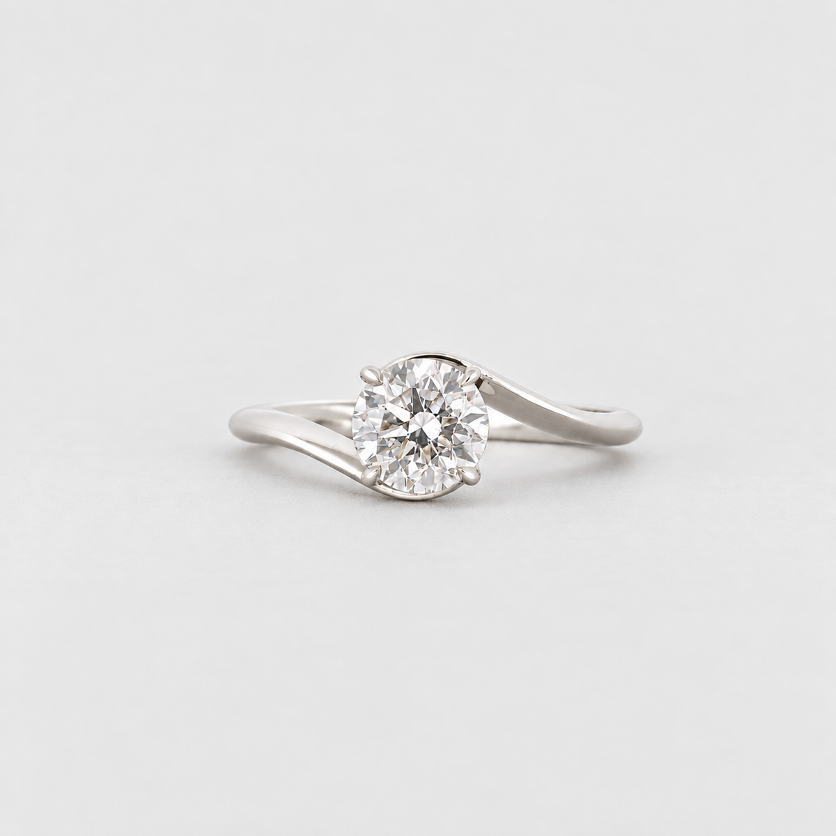 1 Ct. Lab Grown Diamond Bypass Round Cut Solitaire Ring (VS-EF)