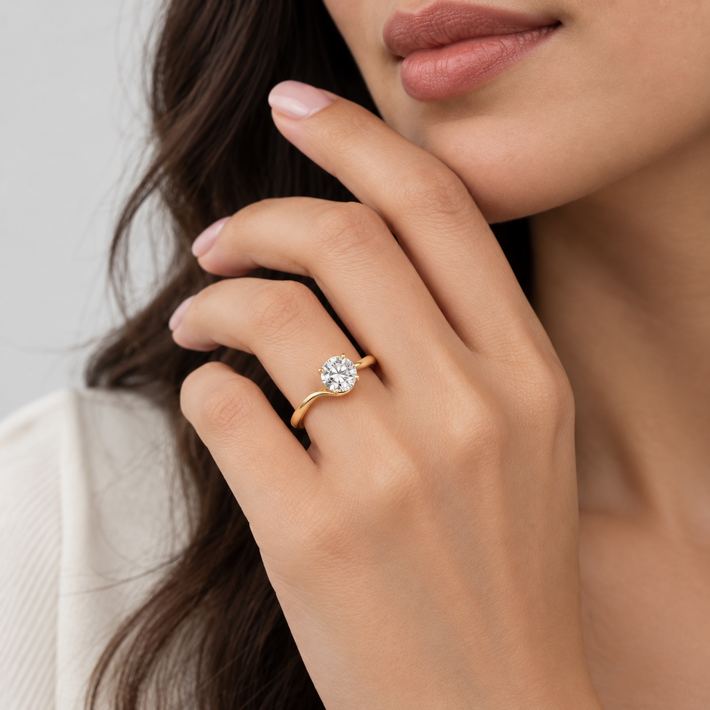 1 Ct. Lab Grown Diamond Bypass Round Cut Solitaire Ring (VS-EF)