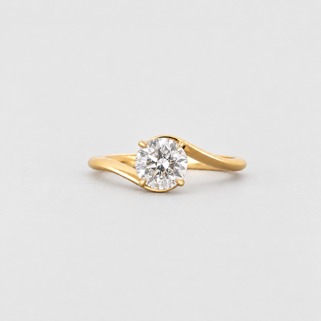 1 Ct. Lab Grown Diamond Bypass Round Cut Solitaire Ring (VS-EF)