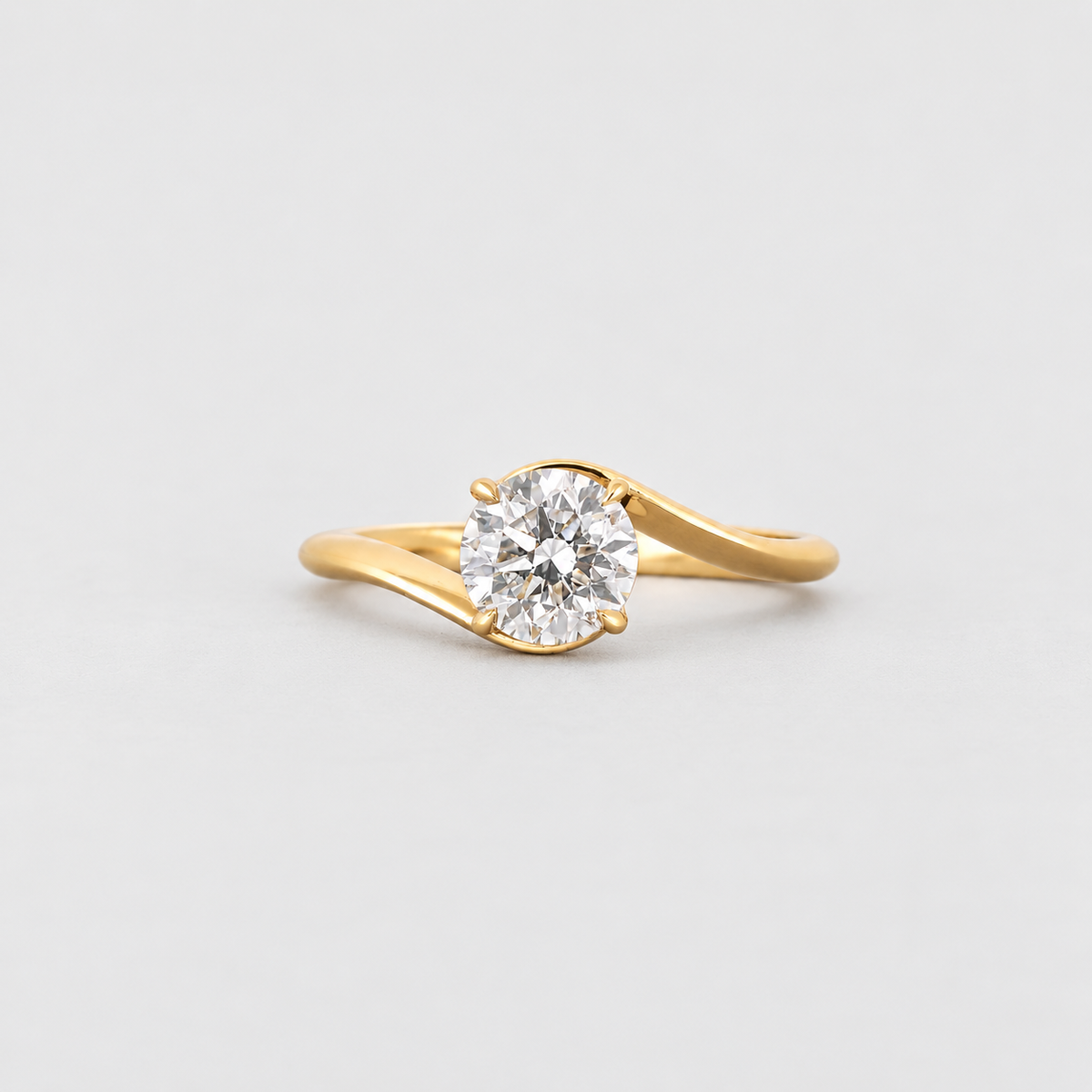 1 Ct. Lab Grown Diamond Bypass Round Cut Solitaire Ring (VS-EF)
