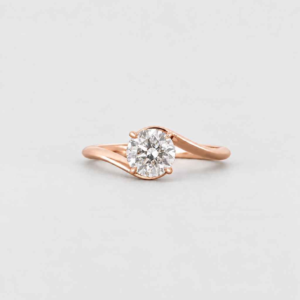 1 Ct. Lab Grown Diamond Bypass Round Cut Solitaire Ring (VS-EF)