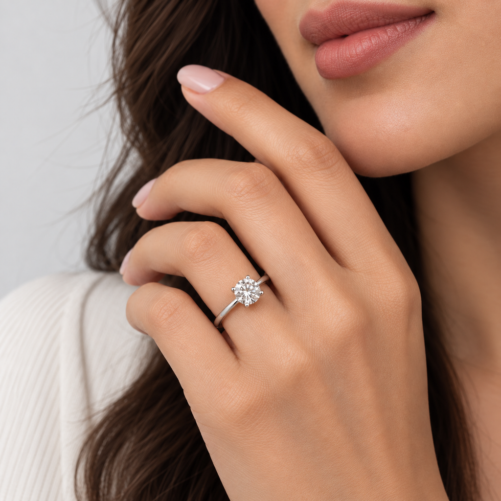 1 Ct. Lab Grown Diamond Round Cut Solitaire Ring (VS-EF)