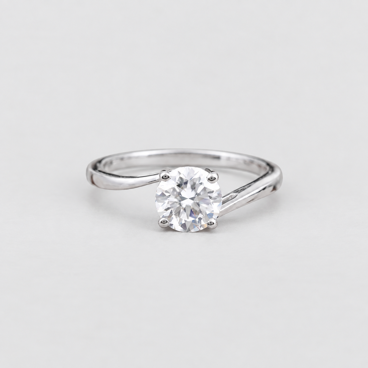 1.5 Ct. Lab Grown Diamond Bypass Round Cut Solitaire Ring (VS-EF)