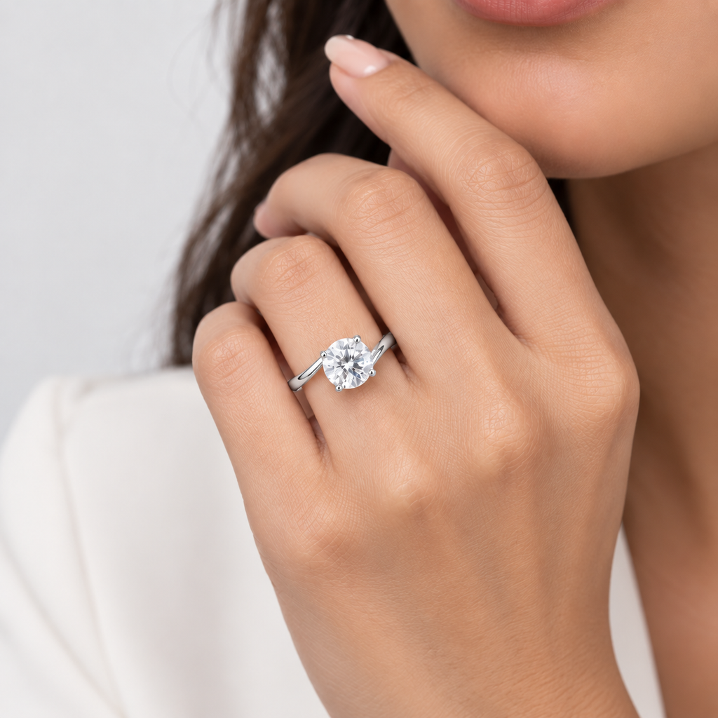 1.5 Ct. Lab Grown Diamond Bypass Round Cut Solitaire Ring (VS-EF)