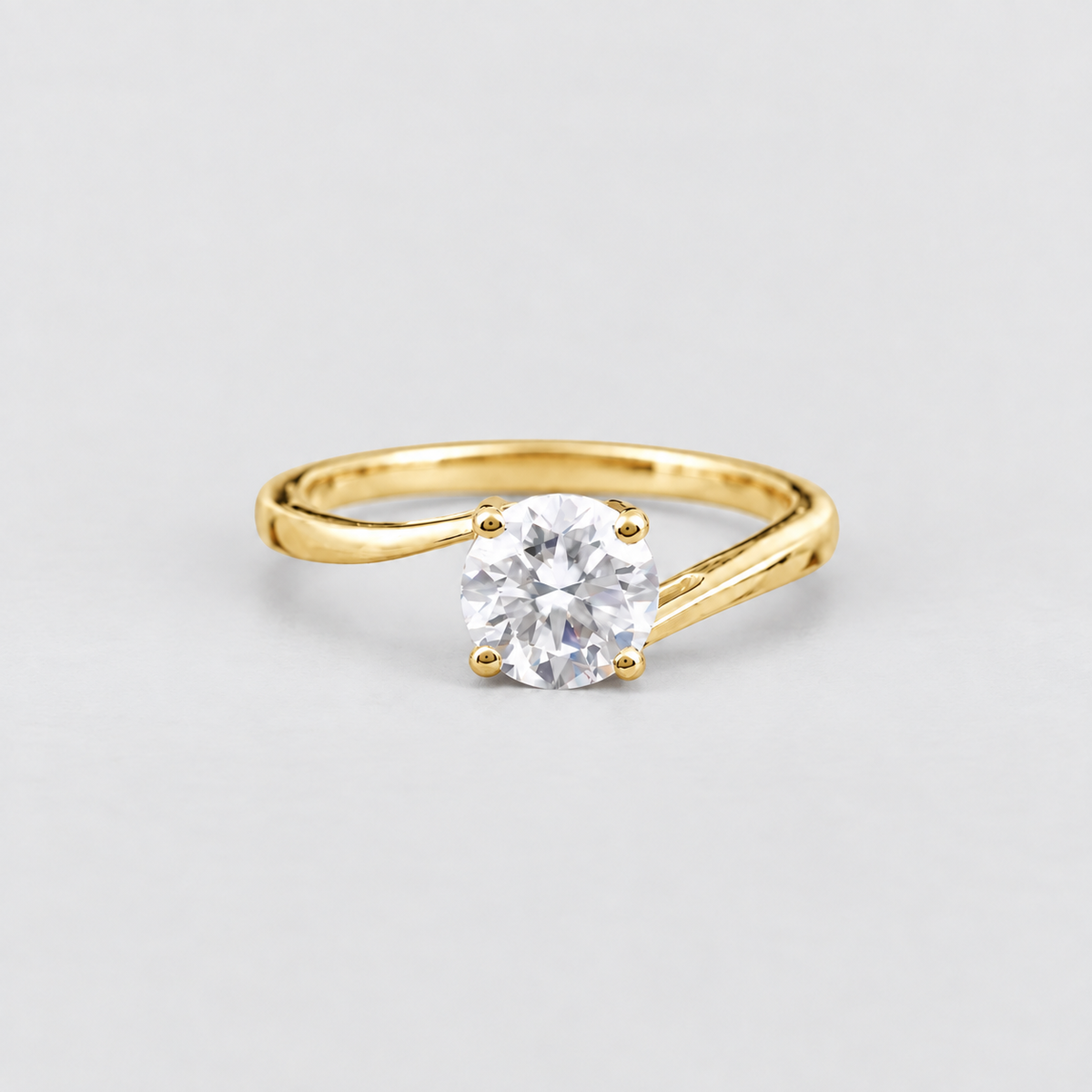 1.5 Ct. Lab Grown Diamond Bypass Round Cut Solitaire Ring (VS-EF)