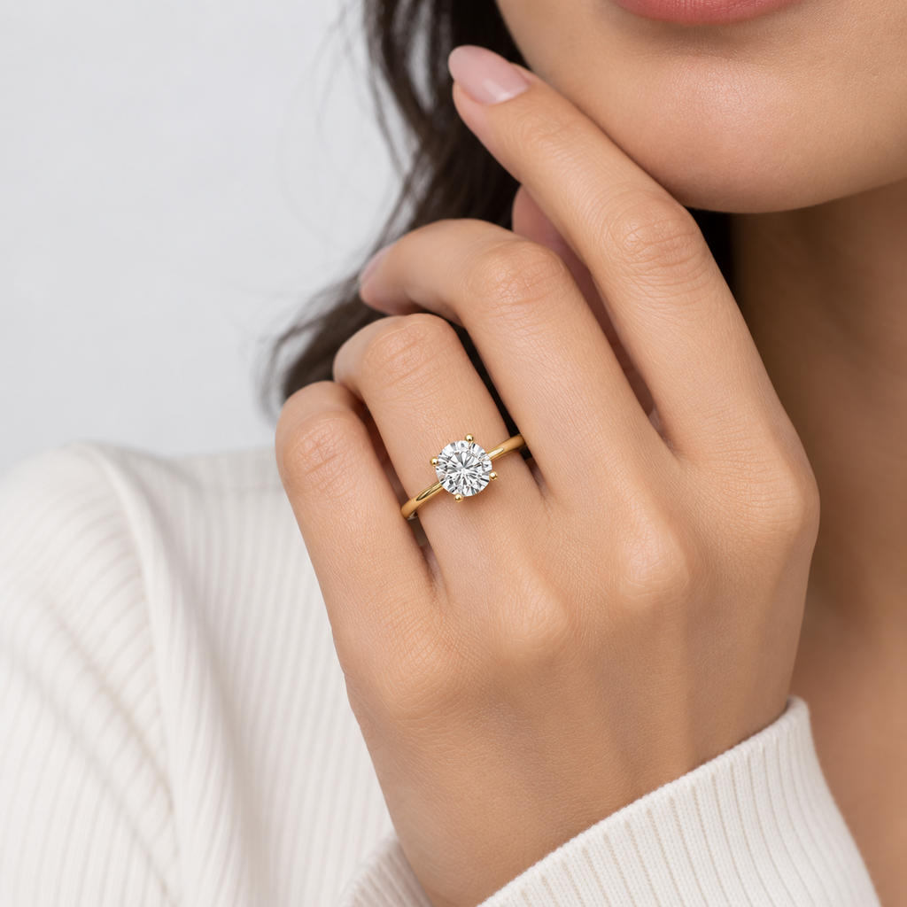 1 Ct. Lab Grown Diamond Round Solitaire Ring (VS-EF)