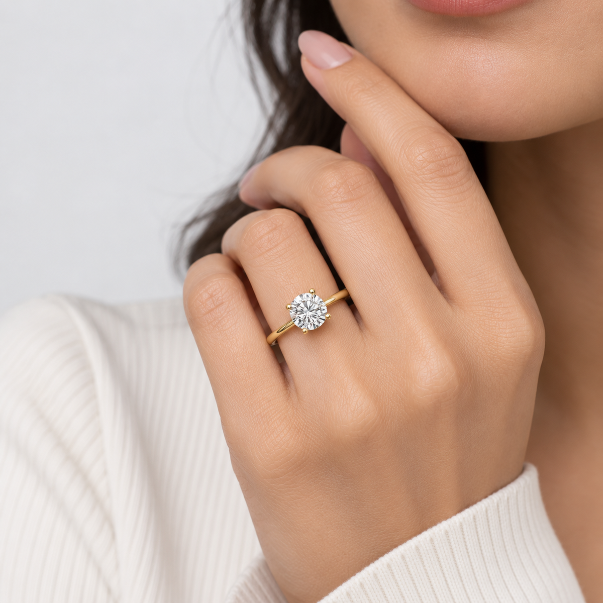 1 Ct. Lab Grown Diamond Round Solitaire Ring (VS-EF)