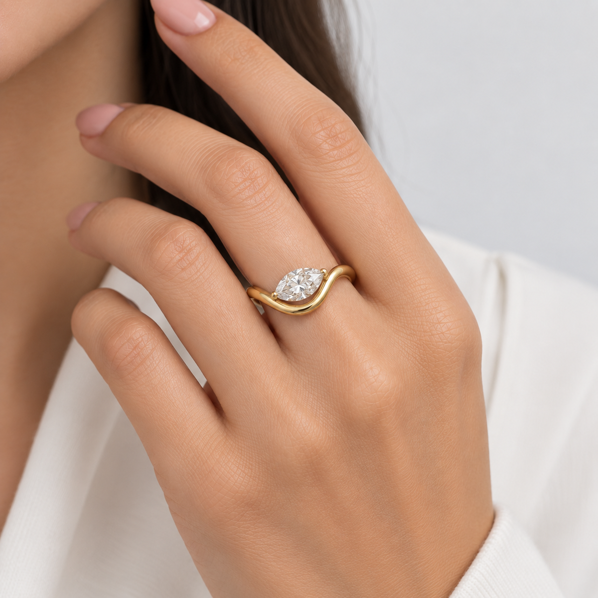 1 Ct. Lab Grown Diamond Marquise Cut Solitaire Ring (VS-EF)