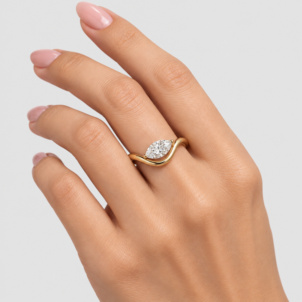 1 Ct. Lab Grown Diamond Marquise Cut Solitaire Ring (VS-EF)