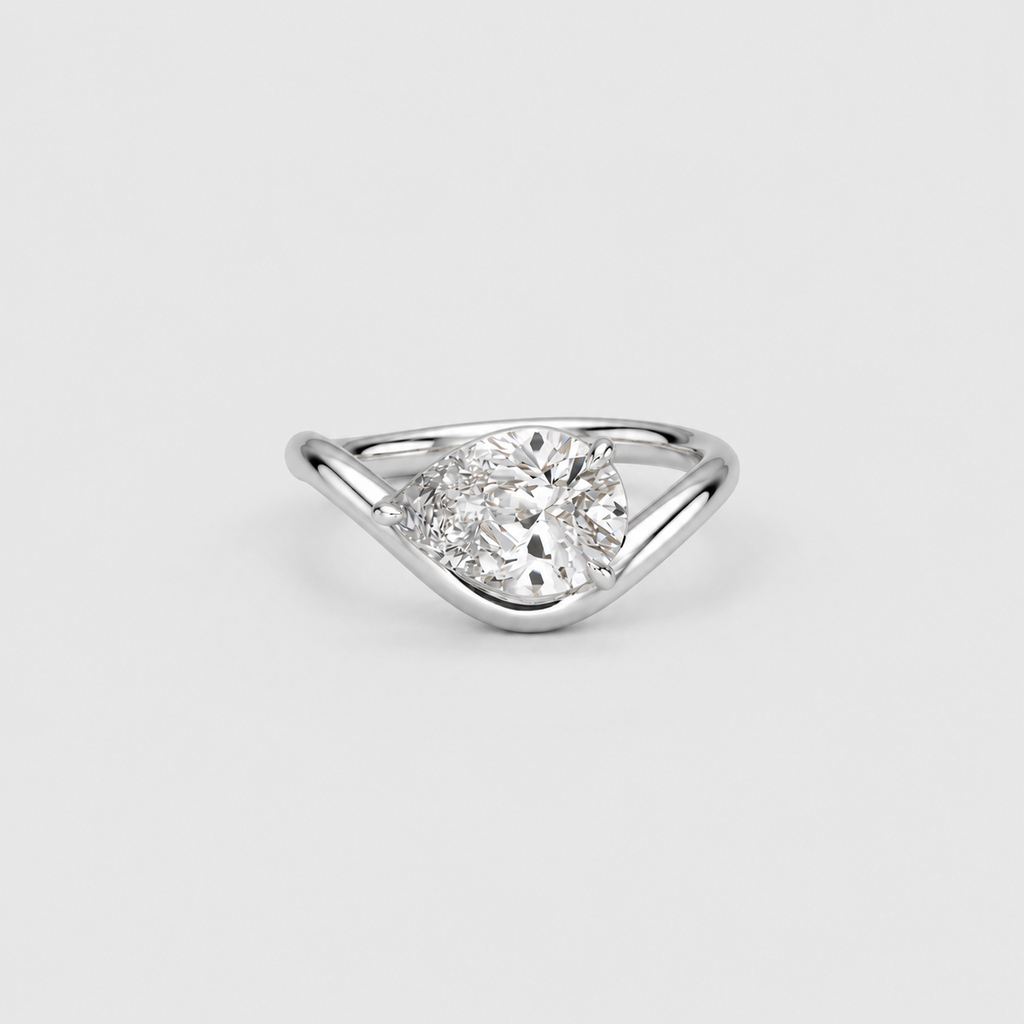 3 Ct. Lab Grown Diamond Pear Cut Solitaire Ring (VS-EF)