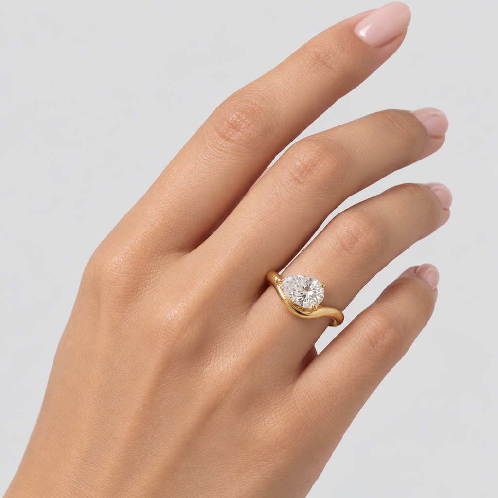 3 Ct. Lab Grown Diamond Pear Cut Solitaire Ring (VS-EF)
