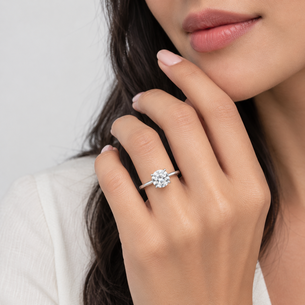 1 Ct. Lab Grown Diamond Solitaire Ring Round Cut (VS-EF)