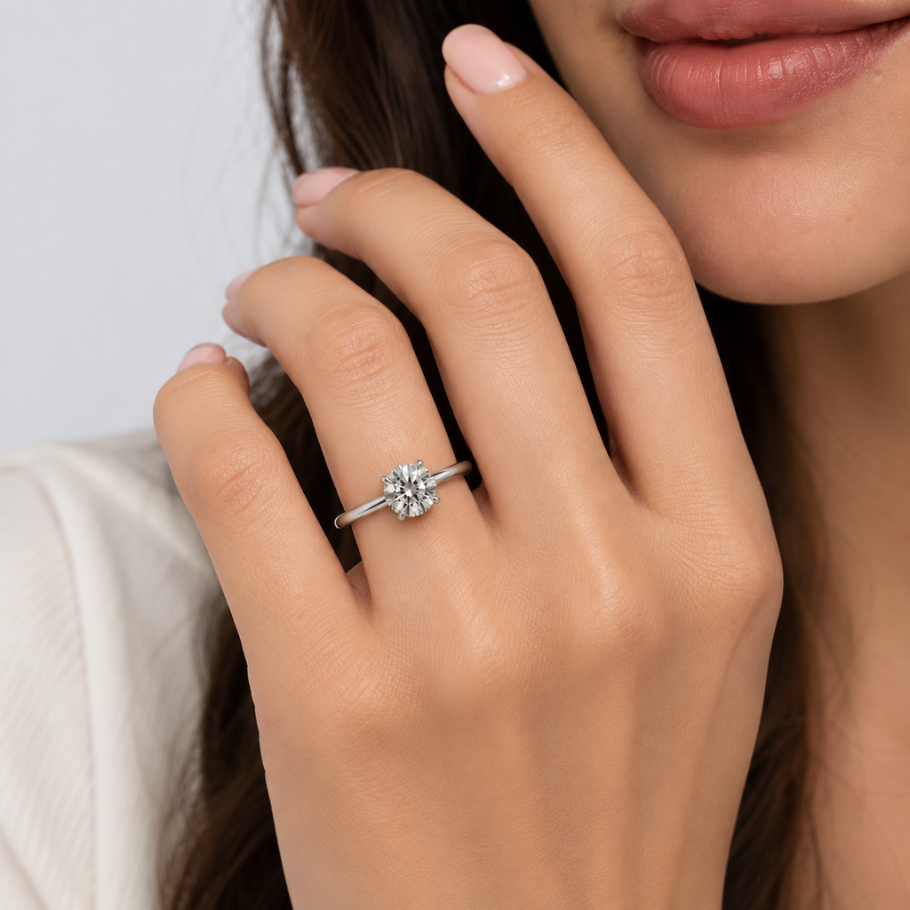 1 Ct. Lab Grown Diamond Round Solitaire Ring (VS-EF)