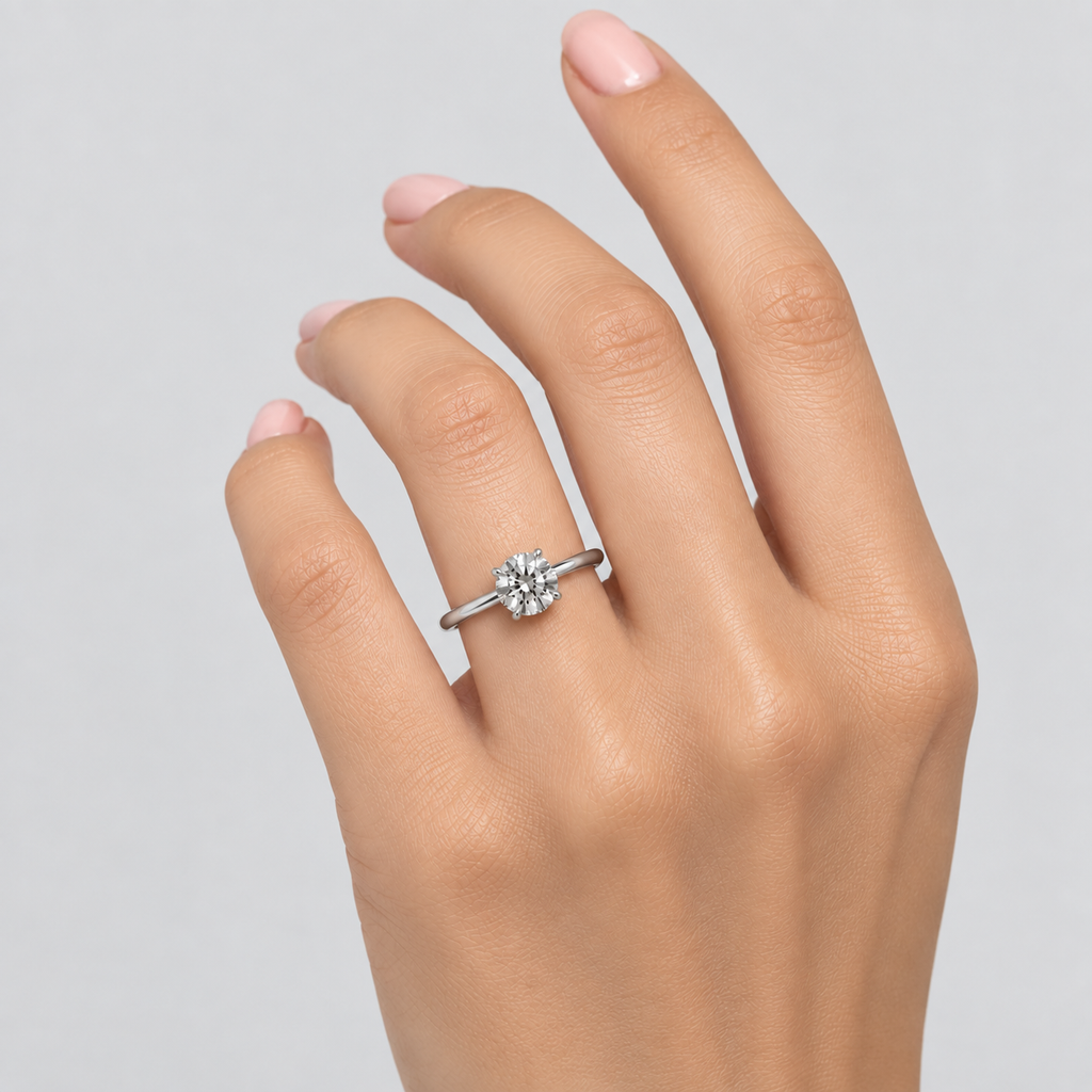1 Ct. Lab Grown Diamond Round Solitaire Ring (VS-EF)
