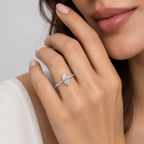 1 Ct. Marquise Cut Solitaire Lab Grown Diamond Ring (VS-EF)