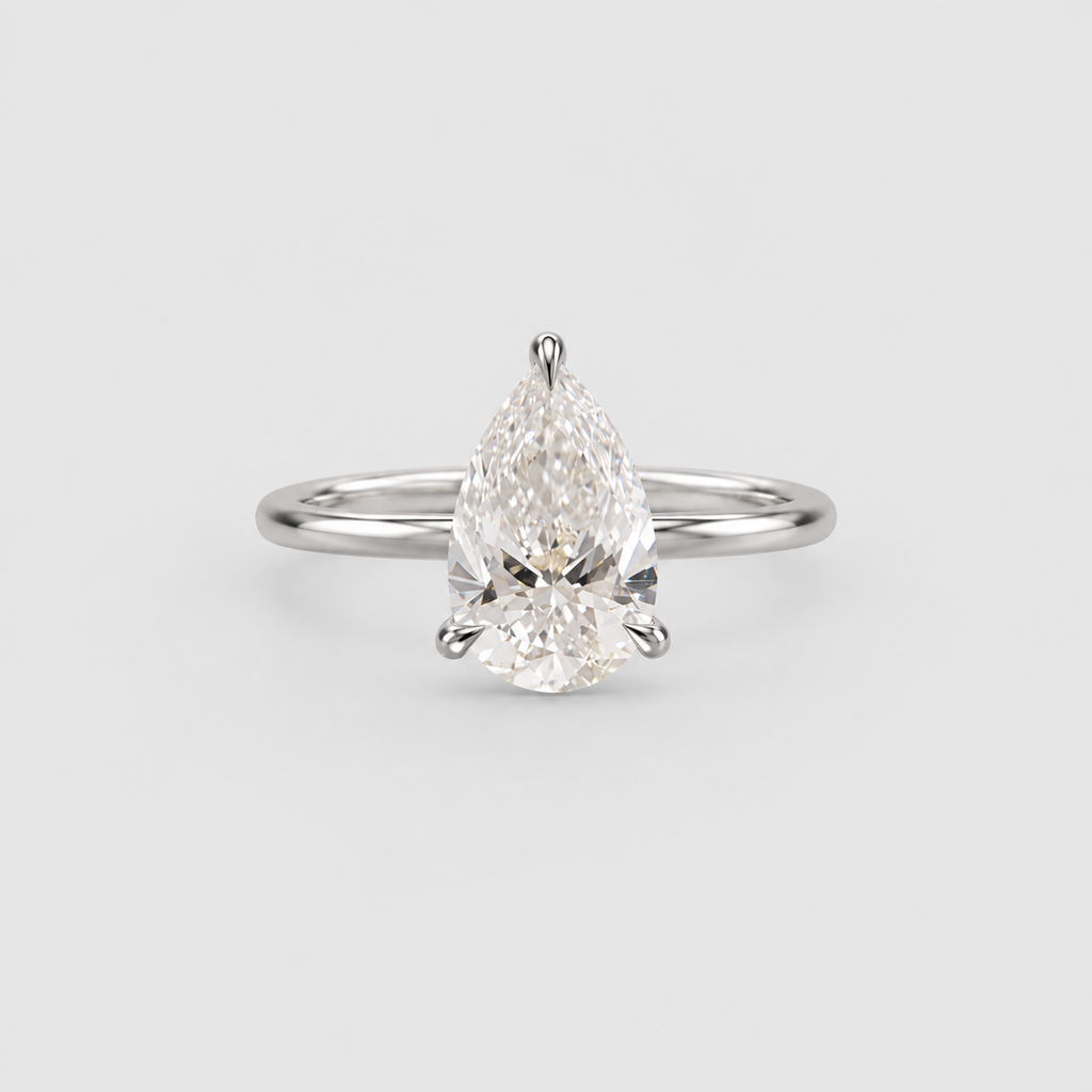 2 Ct. Solitaire Lab Grown Diamond Ring Pear Cut (VS-EF)
