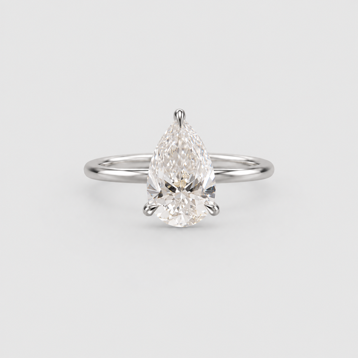 2 Ct. Solitaire Lab Grown Diamond Ring Pear Cut (VS-EF)