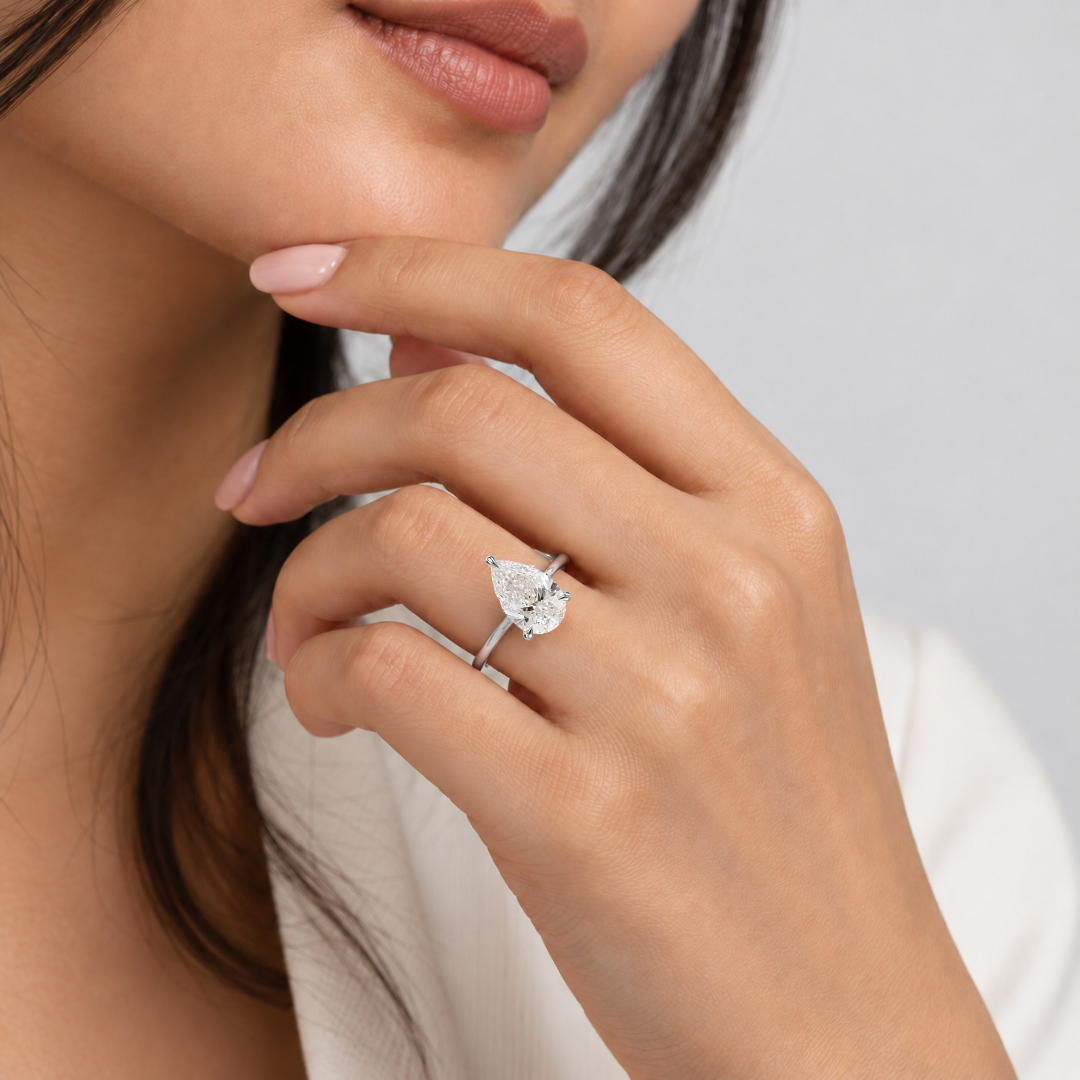 2 Ct. Solitaire Lab Grown Diamond Ring Pear Cut (VS-EF)