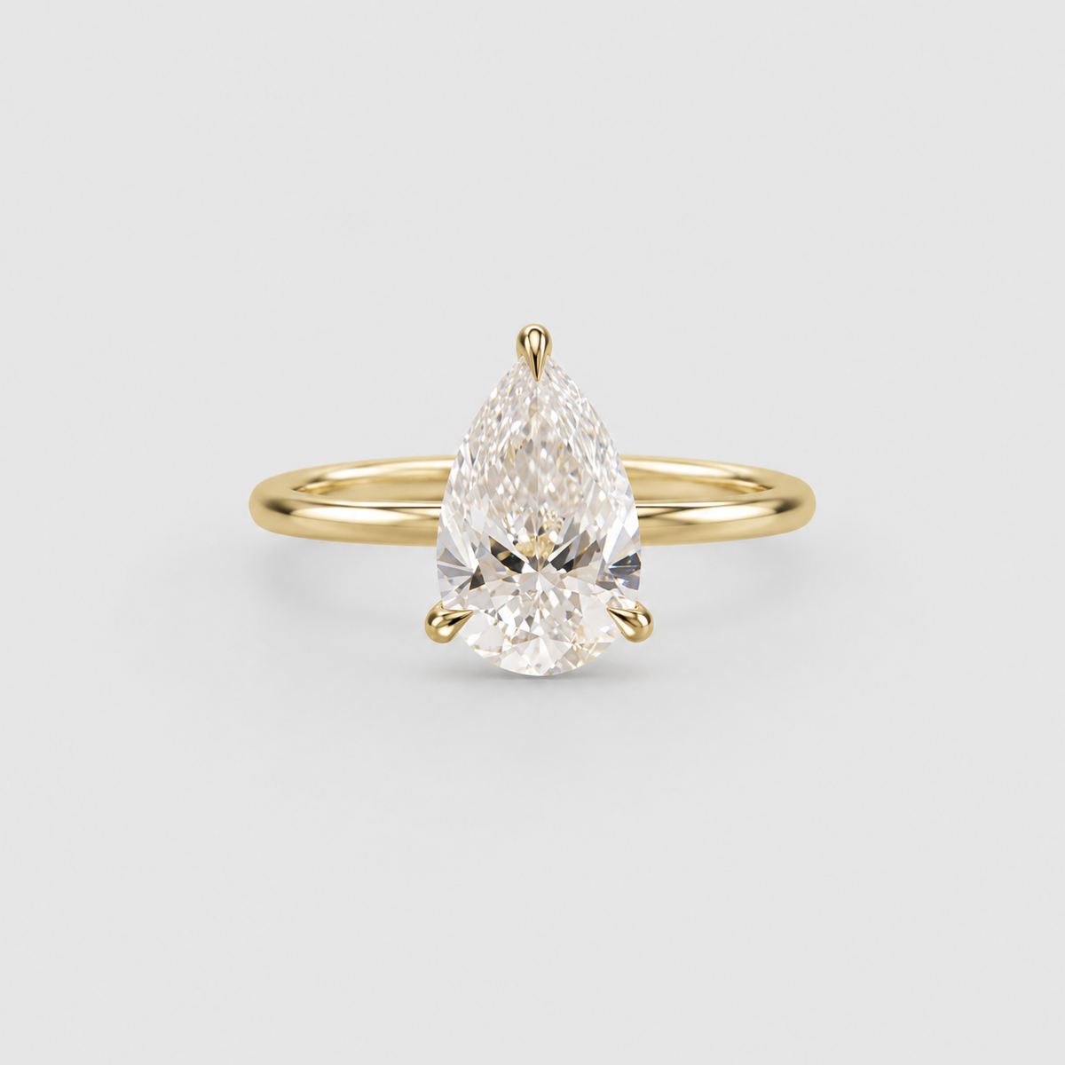 2 Ct. Solitaire Lab Grown Diamond Ring Pear Cut (VS-EF)