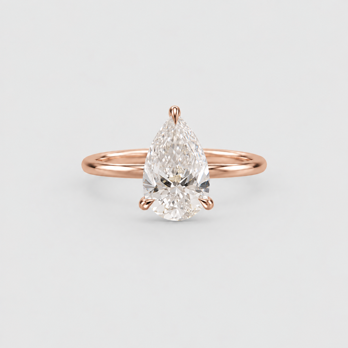 2 Ct. Solitaire Lab Grown Diamond Ring Pear Cut (VS-EF)
