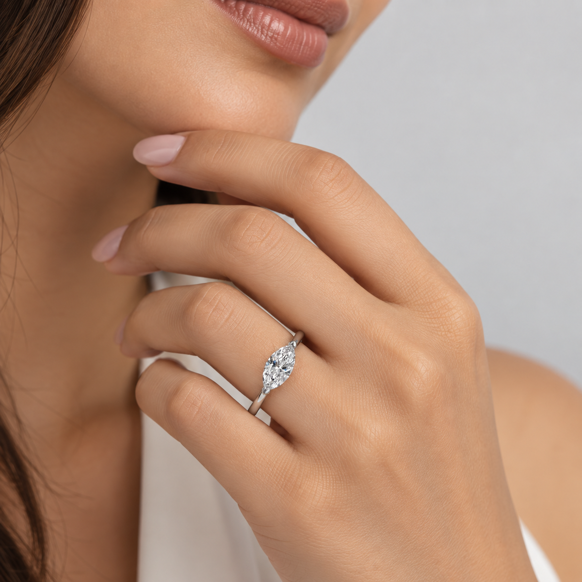 1 Ct. Marquise Cut Lab Grown Diamond Solitaire Ring (VS-EF)