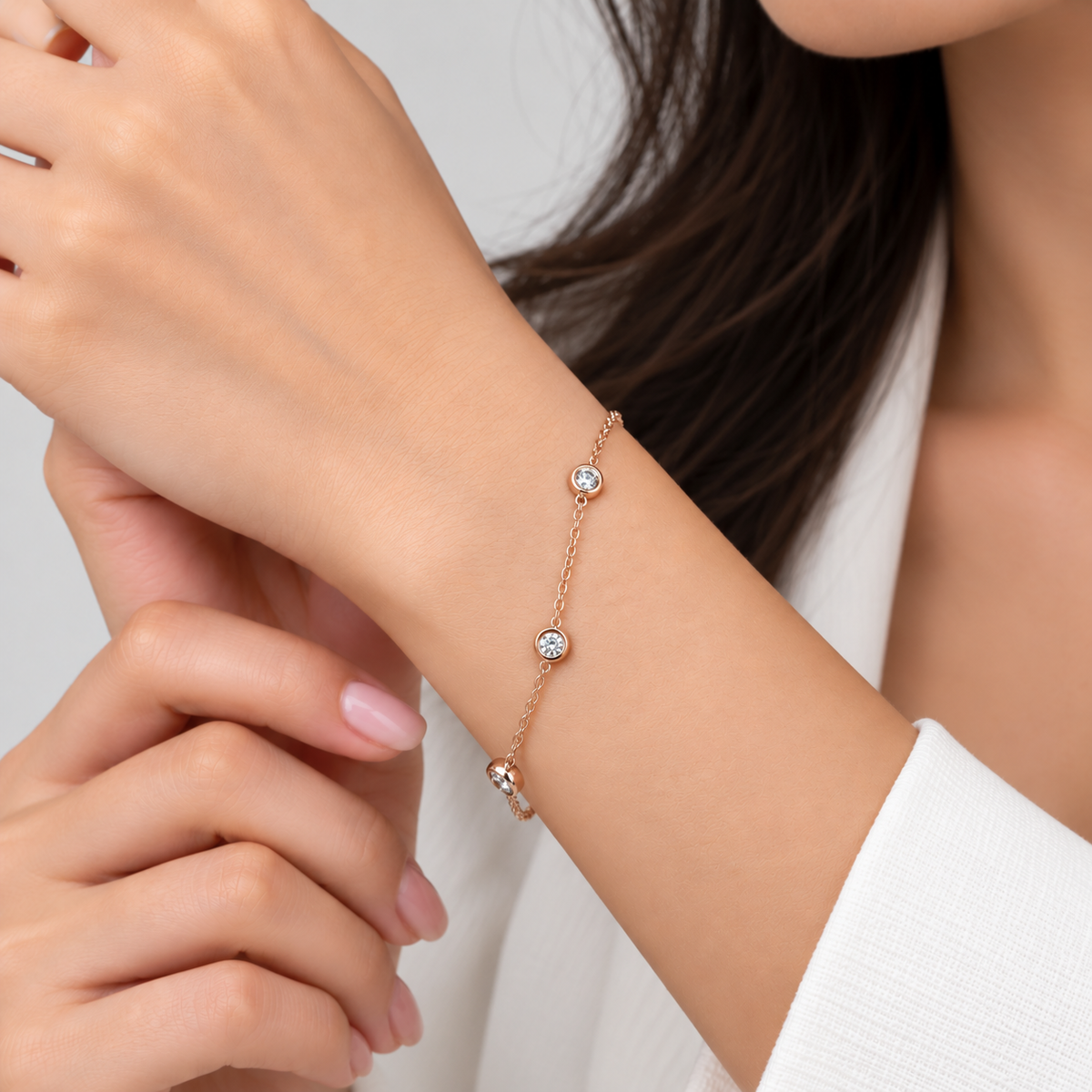 Lab Grown Diamond Round Cut Station Bracelet 0.70 Ct. (EF/VVS-VS)