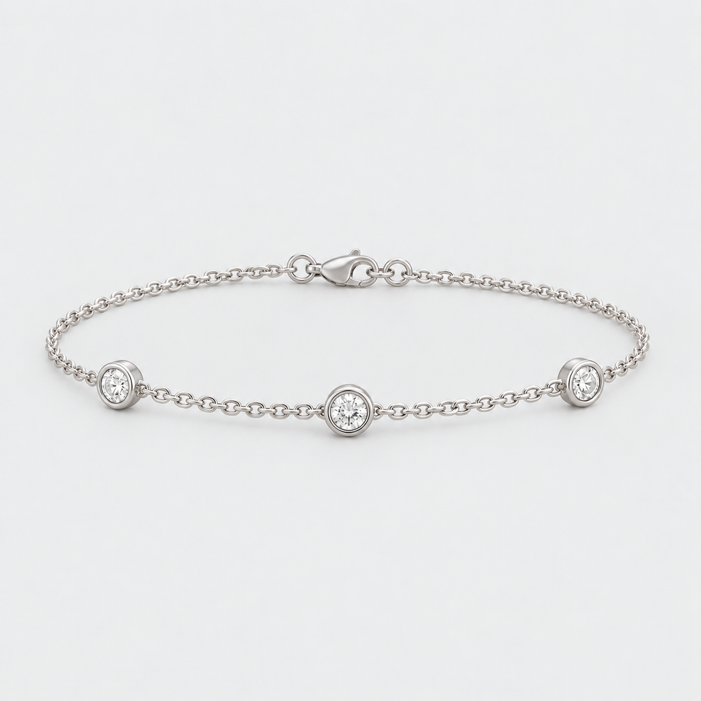 Lab Grown Diamond Station Bracelet 0.50 Ct. Round Cut (EF/VVS-VS)