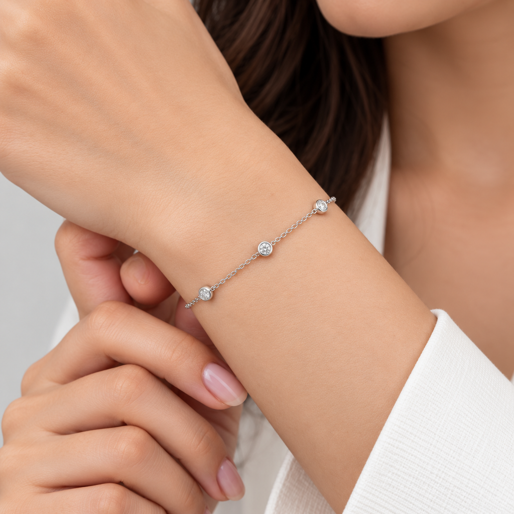 Lab Grown Diamond Station Bracelet 0.50 Ct. Round Cut (EF/VVS-VS)