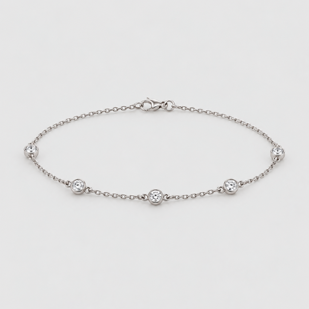 Lab Grown Diamond Round Cut Station Bracelet 0.35 Ct. (EF/VVS-VS)