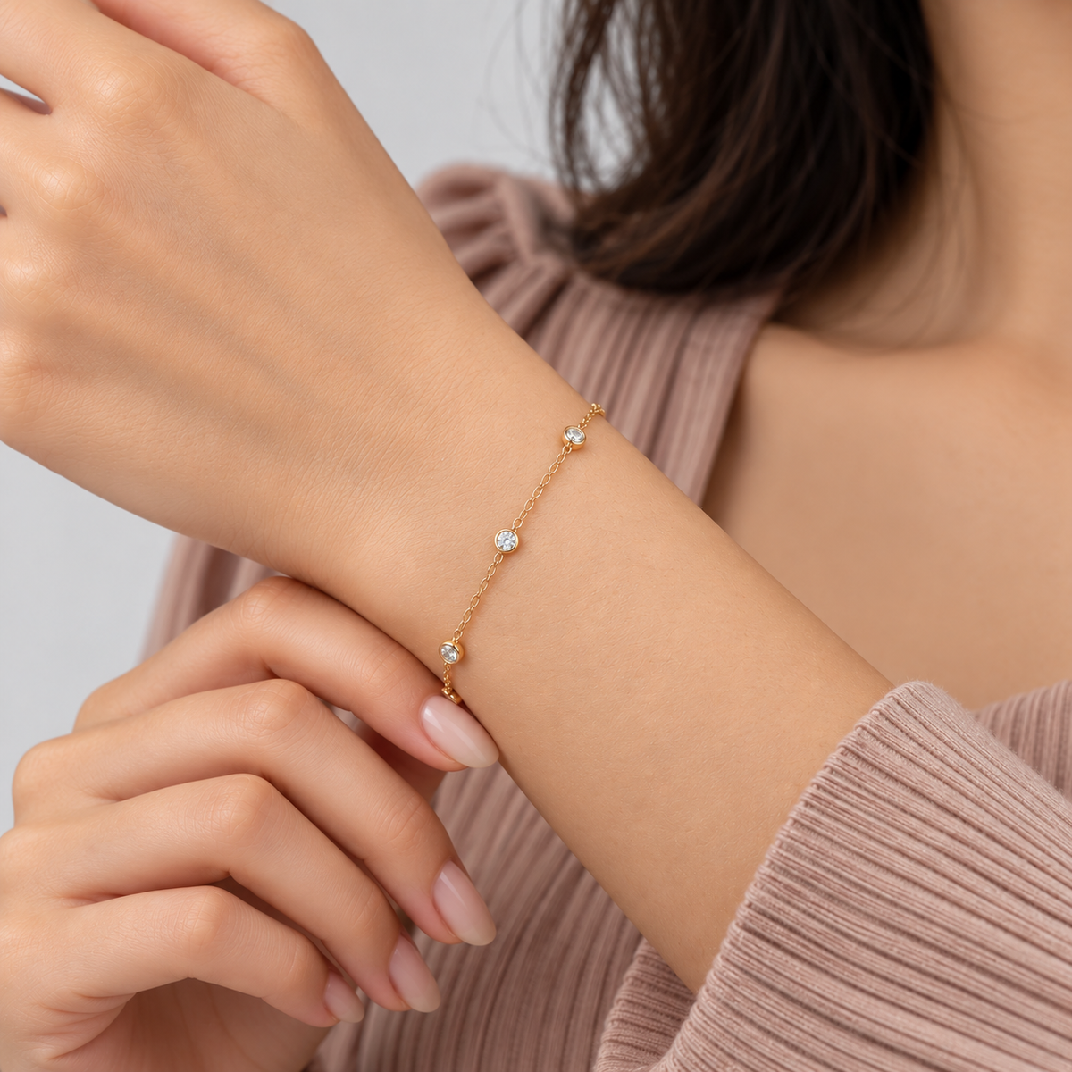 Lab Grown Diamond Round Cut Station Bracelet 0.35 Ct. (EF/VVS-VS)