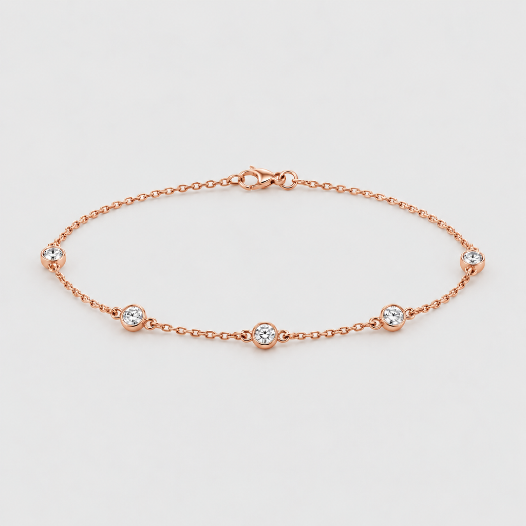 Lab Grown Diamond Round Cut Station Bracelet 0.35 Ct. (EF/VVS-VS)