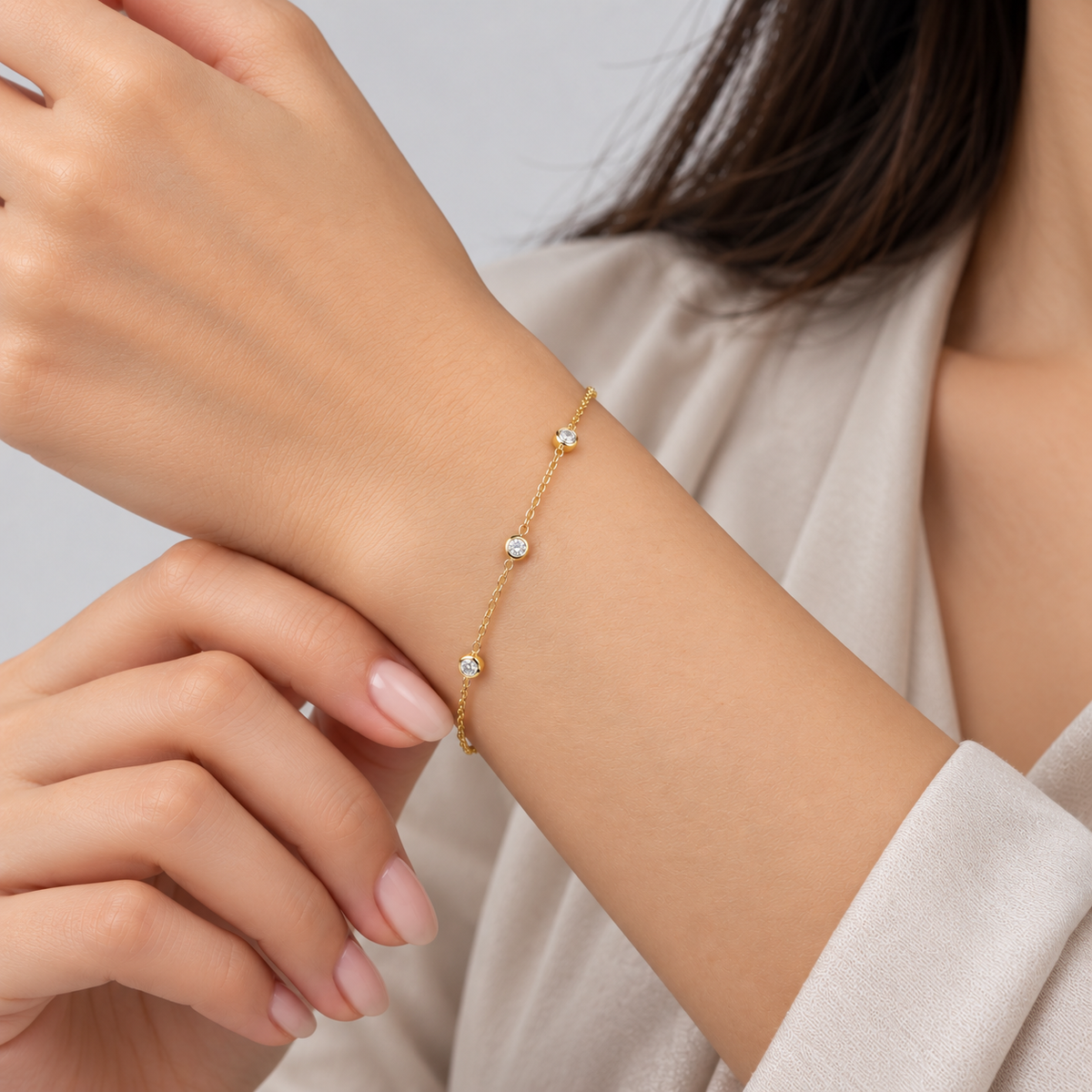 Lab Grown Diamond Round Cut 0.25 Ct. Station Bracelet (EF/VVS-VS)