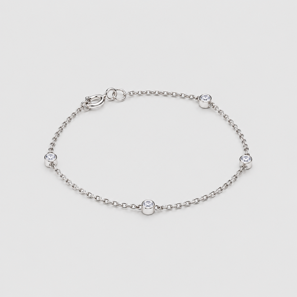 Lab Grow Diamond Round Cut Station Bracelet 0.15 Ct. (EF/VVS-VS)
