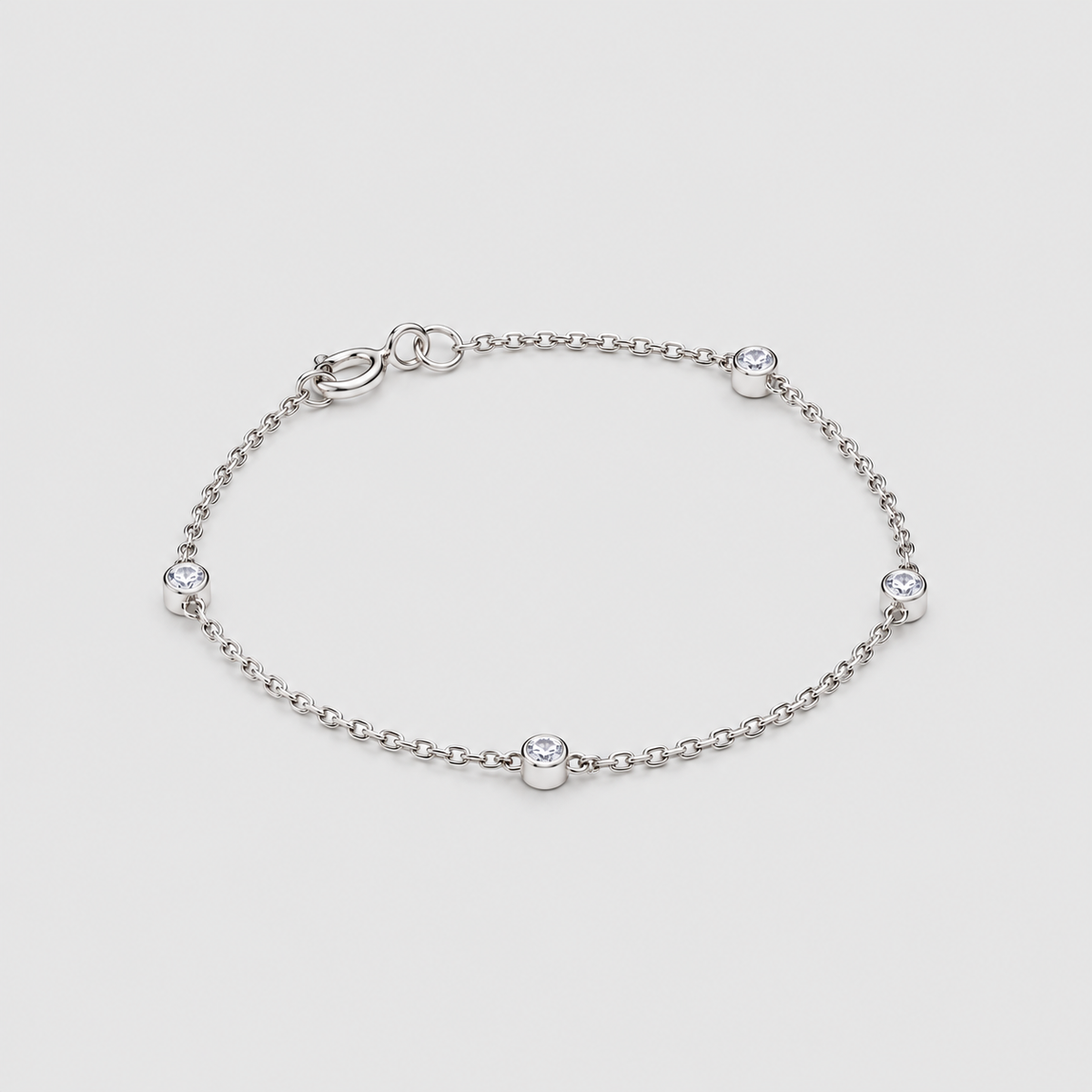 Lab Grow Diamond Round Cut Station Bracelet 0.15 Ct. (EF/VVS-VS)