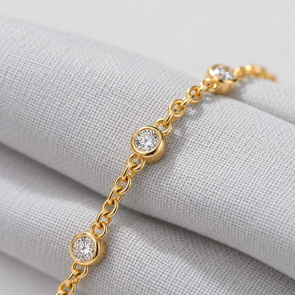 Lab Grow Diamond Round Cut Station Bracelet 0.15 Ct. (EF/VVS-VS)