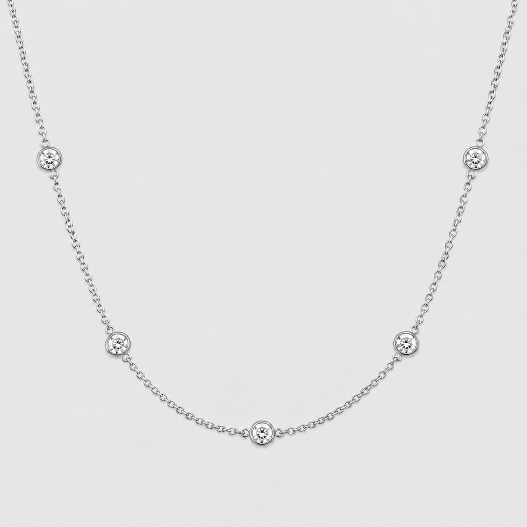 Lab Grown Diamond Round Cut Station Necklace 0.30 Ct. (EF/VVS-VS)