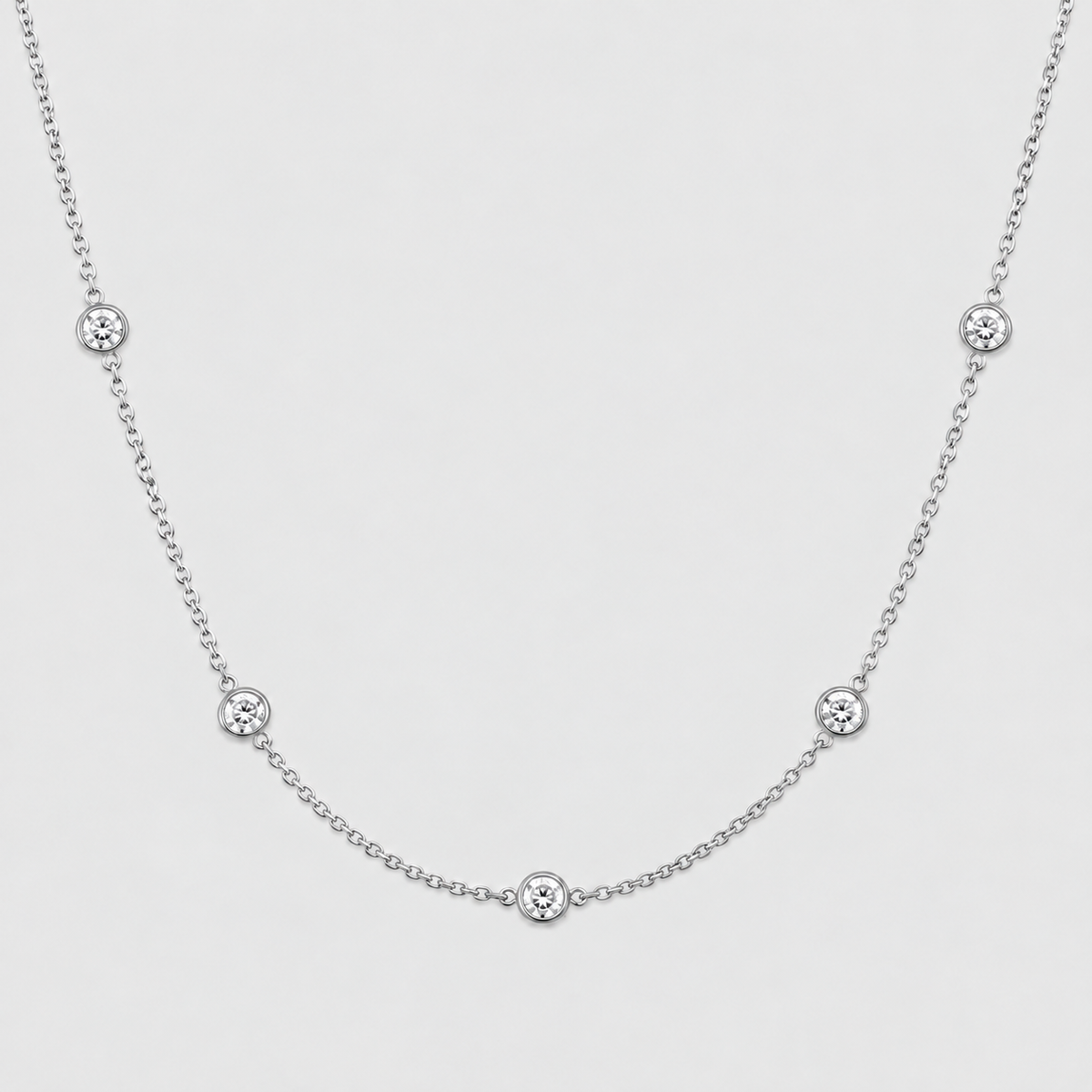 Lab Grown Diamond Round Cut Station Necklace 0.30 Ct. (EF/VVS-VS)